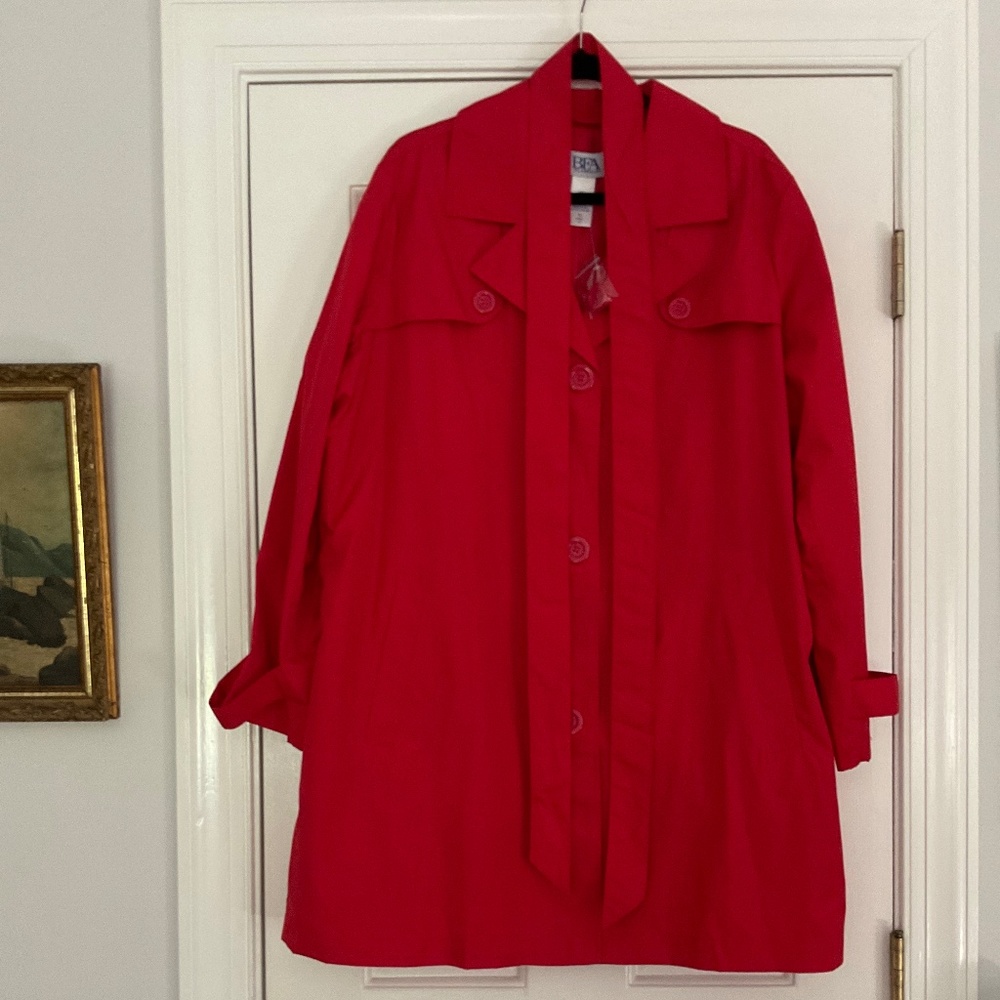 BFA Classics Trench Style Coat, Red, Size XL, NWOT